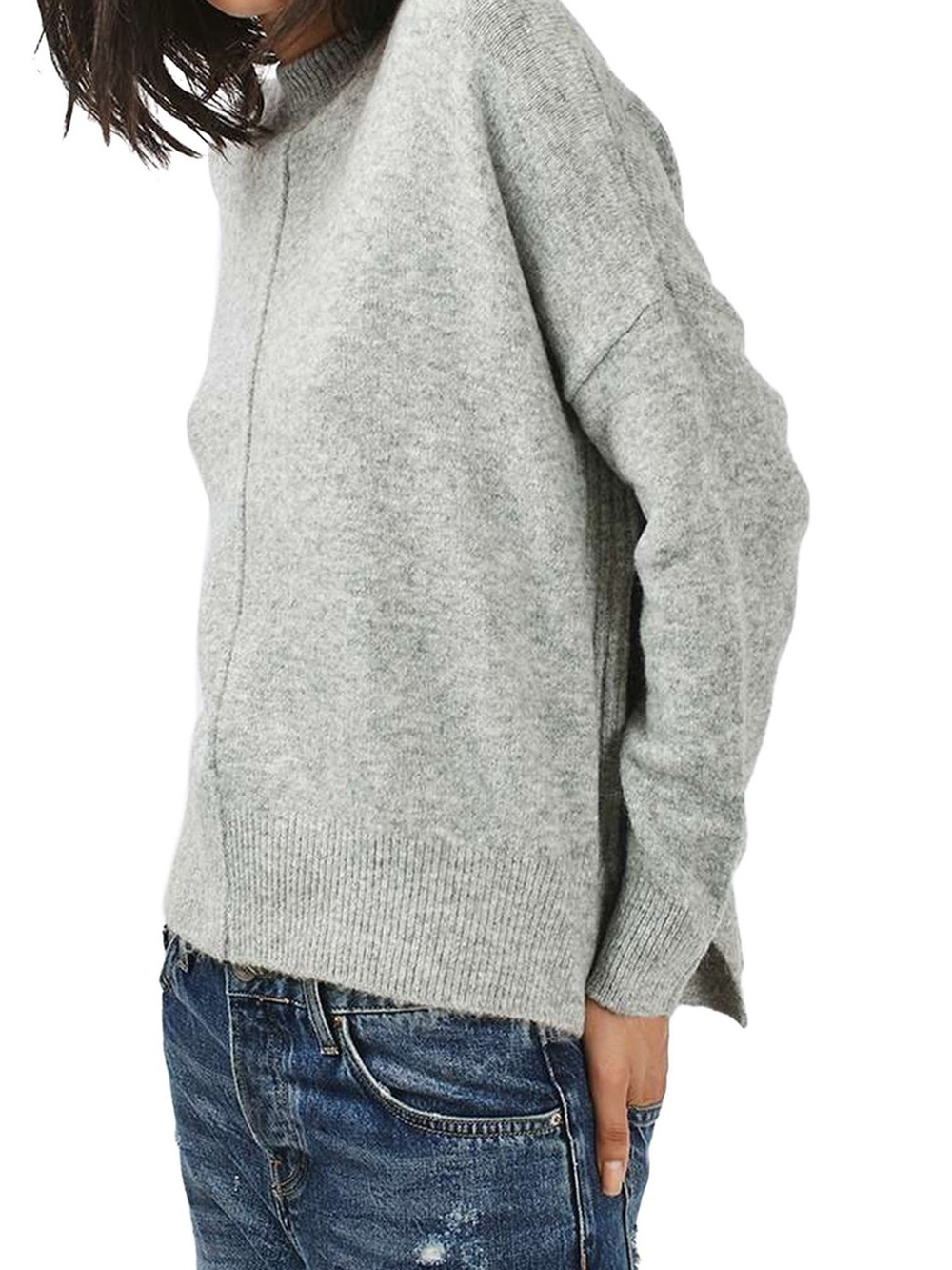 Topshop Zip‑Detail Sweater – Heather Gray, Size 6